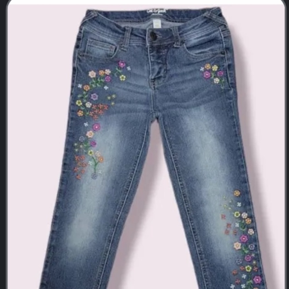 Cat & Jack flower embroidered Jeans.
